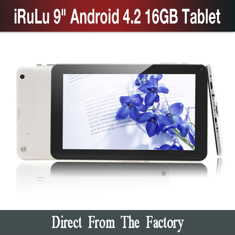 IRULU free shipping 9 Inch Tablet PCs Dual Core CPU Allwinner A20 16G ROM Android 4