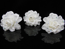 6 Pcs White Silk Rose Flower Hair Pins Wedding Bridal Flowers Accessory Bridesmaids Hair Clip