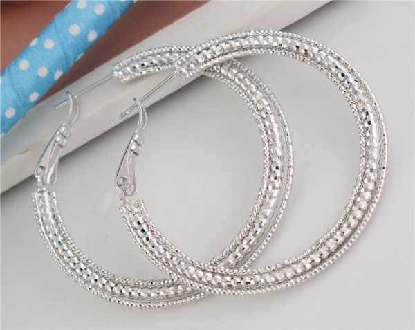 Hot Sale 1pair sterling silver Vogue Circle Womens Hoop Earrings Free ...