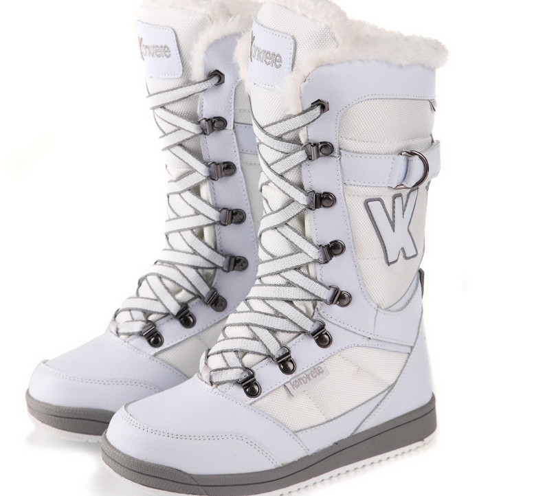  Winter fashion women genuine leather snow boots plush padded women flat botas waterproof snow boots