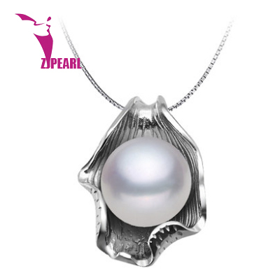 ZJPEARL 2015 new Free ShIpping design 10 11mm Natural Pearl Pendant Perfect Round White Freshwater Pearl
