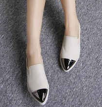 Genuine Sheep Skin Leather Woman Autumn Shoes Pointed Women Platform Flats 