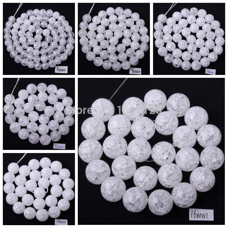 Free Shipping 4 6 8 10 12 14 16mm Pretty Natural Cracked Round Rock Crystal Quartz