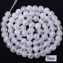 Free Shipping 4 6 8 10 12 14 16mm Pretty Natural Cracked Round Rock Crystal Quartz