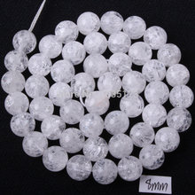 Free Shipping 4 6 8 10 12 14 16mm Pretty Natural Cracked Round Rock Crystal Quartz