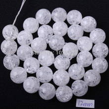 Free Shipping 4 6 8 10 12 14 16mm Pretty Natural Cracked Round Rock Crystal Quartz