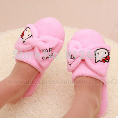 kitty Cat Cartoon Pink Slipper women Kawaii  SHIPPING for Cute Kitty slippers  FREE Bow cat Hello