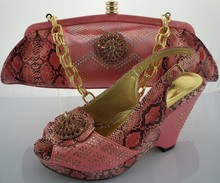 2014 new popular Italian shoes and matching bags set for wedding and part pink size 38.39.40.41.42