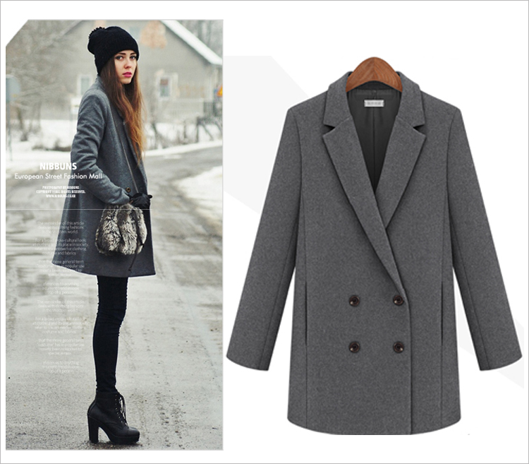 Womens Grey Wool Coat
