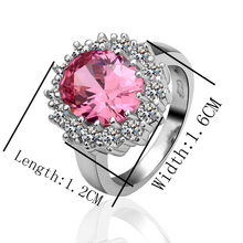 2014 New Fashion Brand Noble Diana Princess Love Rings Big CZ Diamond Women s Wedding Finger