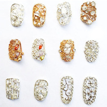 10pc DIY 3D Alloy Rhinestone Nail Art tip Glitter Slices Decoration Nail Jewelry Free Drop Shipping