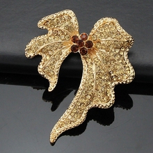 Crystal Golden Leaf Brooch Popular Wedding Rhinestone Pins And Broaches Brooch Best Crystal Brooch For Nice