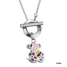 2014 New Arrival Fashion Romantic Cute Teddy Bear Titanium Steel Woman Necklace OPK GX669 Free Shipping