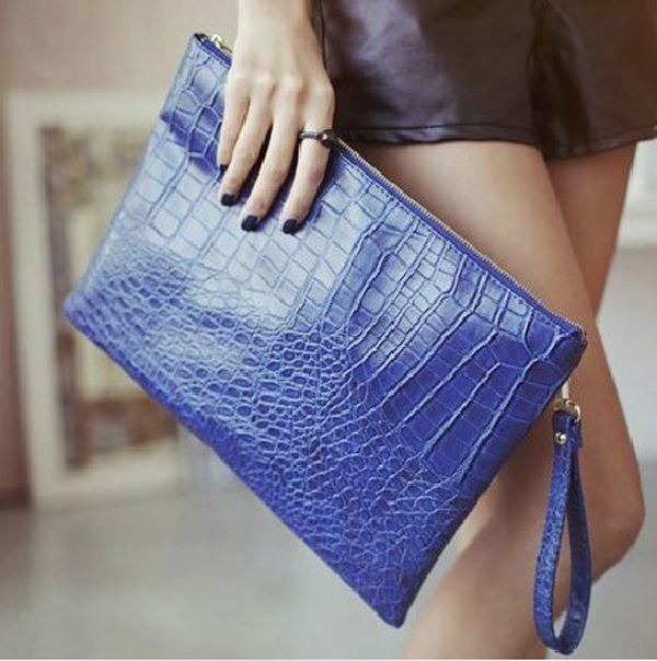 2014 new fashion women handbags casual soft PU Single shoulder bag Alligator glossy envelope day Clutches
