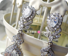 Free shipping Quality AAA Zircon Sparkling waterdrop Earring Wedding Marriage Ear Accessories
