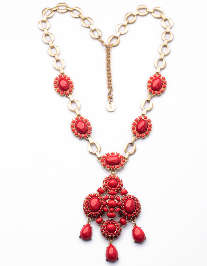 New-Design-Fashion-Jewelry-Red-Resin-Flowers-Hollow-Pendant-Statement ...
