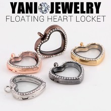 10pcs lot Free Shipping Mix Colors Heart Memory Magnet Magent Glass Living Floating Locket Pendant With