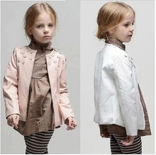High end 2014 new brand children leather coat girl leather coat designer girls jackets with 100