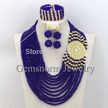 2015 Classic Design Nigerian Wedding African Beads Jewelry Set Costume Jewelry Sets 18K Gold Plated Free