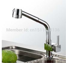 New Deck mounted Polished Chrome Brass pull out Kitchen Sprayer Faucet Sink Mixer Tap