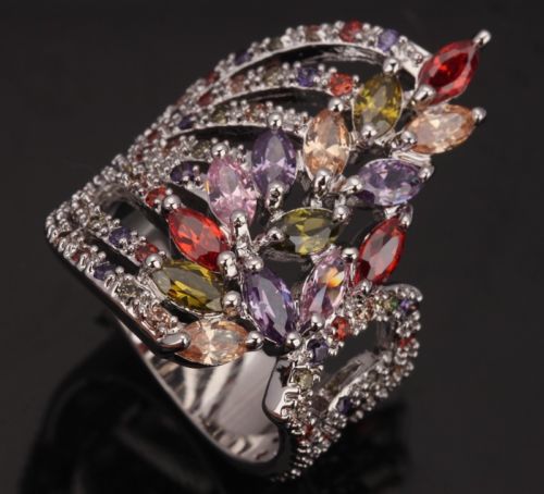 Details about mystic topaz Topaz Morganite Expensive Gems Wamen s 925 Sterling Silver Overlay Rings US