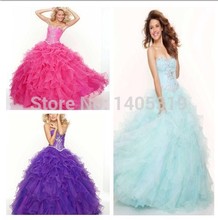 Quinceanera Dresses 2014 weddingl Gown Floor Length Sweetheart dress for 15 years ball gown dress with crystal bridal dress