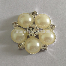 Free shipping hot 50PCS plated alloy base and plum wedding decoration pearl and diamond brooch craft
