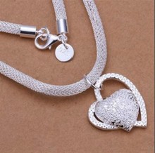 Double Love Pendant 925 Sterling Silver beautiful Heart Clavicle Necklace White
