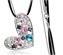Colourful heart pendant long necklace/korean fashion necklaces womens jewellery gift wholesale/colares bijuterias/collier/bijoux