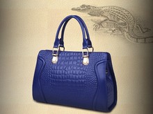 New Fashion Women 100% Genuine Leather Blue Handbags Vintage Alligaor Medium Shoulder Bag Cow Leather Cross Bags A1005 Wholesale