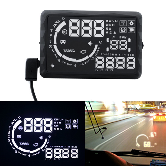 5.5" LED Head-up Display Car Head Up Auto OBD II HUD Vehicle-mounted Over Speeding Warning / Fuel Consumption / Temperature S5