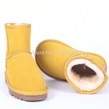 2014 new Women men low mini genuine Leather australia motorcycle Boots 2014 pump Shoes flat snow warm shoes