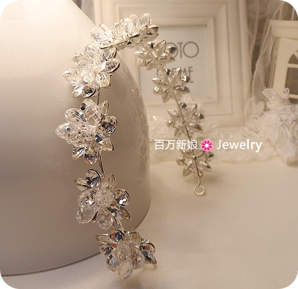 Exquisite handmade three dimensional crystal bride hair bands hair accessory marriage accessories 