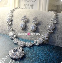Free Shipping! Jewelry magazine bride cubic zirconia necklace earrings set of marriage accessories