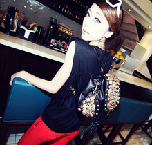 New Fashion Women PU Handbag Vintage Rhinestone Chain Bag Lady Bucket Shoulder Bag Casual Tassel Messenger