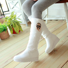 New winter with thick cotton boots round head in high boots increased thick skull female boots
