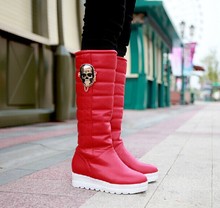 New winter with thick cotton boots round head in high boots increased thick skull female boots