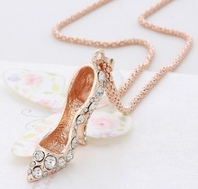 Diamante high heels pendant rose gold necklace/korea designer fashion necklaces womens jewellery gift/kolye/collier/bijoux/colar