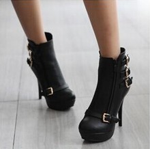 The spring and autumn period and the new side zippers buckle thin high heeled waterproof Taiwan