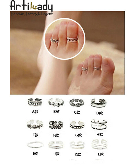 Artilady 12 options antic silver toe ring fashion foot rings Women Jewelry