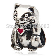 1PCS lot European 925 Sterling Silver Chinese Lucky Cat Charm Beads fit Pandora Style Bracelets