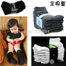 free shipping White black gray children socks boy big boys sock male child 100% baby cotton girls kids wholesale retail on sale