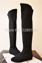 2014 autumn women stretch fabric boots fashion over the knee boots women boots trending designer flat