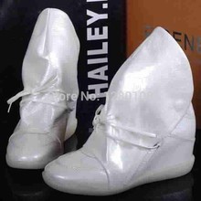 2014 autumn and winter genuine leather japanned leather boots height increasing shoes ankle boots martin boots