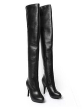 free shipping 2014 autumn winter women over-the-knee genuine leather high-heeled boots with fur, winter boots black size 34-39