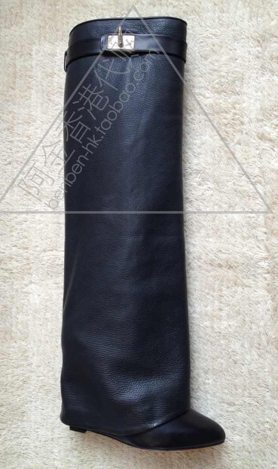 stock 2014 New Brand fashion women genuine leather wedges heel winter Fall Knight Thigh Knee High