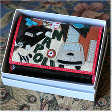 Brand Braccialini Style TottyBlu Patchwork 2014 Personality Short Design Three Fold Women s PU Leather Wallet