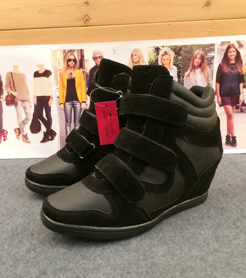 2014 autumn women fashion Height Increasing sneakers women cheap shoes black size 35 41