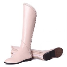 2014 autumn and winter sweet elegant women boots plush cow muscle outsole genuine leather high boots long boots