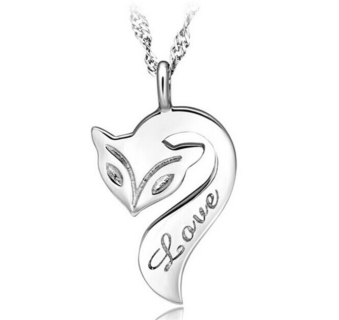 YX221 Factory Price Wholesale 925 Sterling Silver Fox Love Pendant Necklace for Women Fashion Jewelry Free